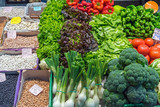 Salad and legumes for sale at a market