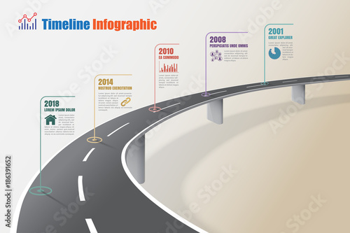 Business road map timeline infographic expressway concepts designed for abstract background template milestone diagram process technology digital marketing data presentation chart Vector illustration photo