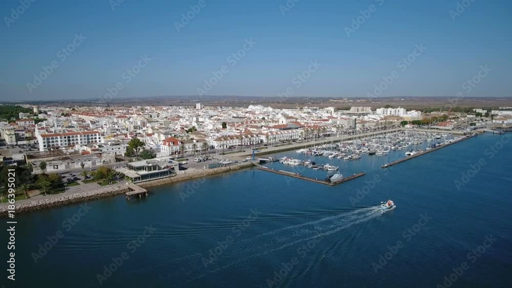 Aerial. Video from sky river Guadiana village Vila Real Santo Antonio. Portugal Aerial. Video from sky river Guadiana village Vila Real Santo Antonio. Portugal
