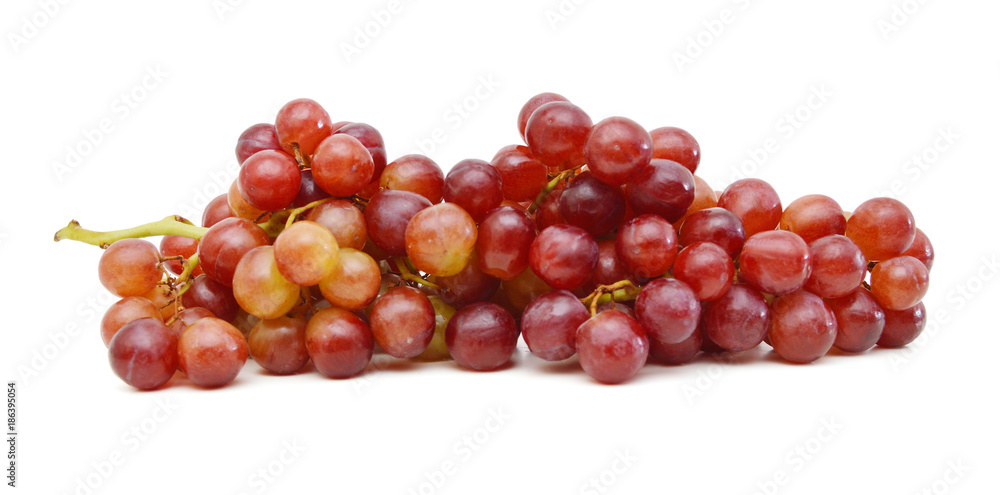 Bunch of red grapes Isolated on white background.