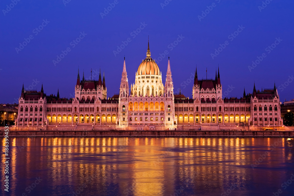 The Hungarian Parliament by the Danube River The Hungarian Parliament by the Danube River