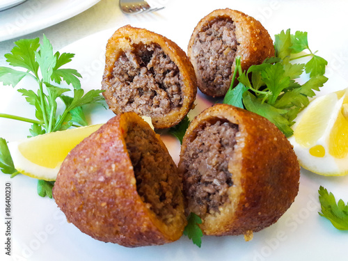 icli kofte / Boiled kibbeh / Quibe / Stuffed Meatballs Falafel.
