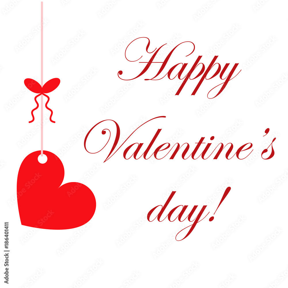 happy Valentines day card vector with red heart