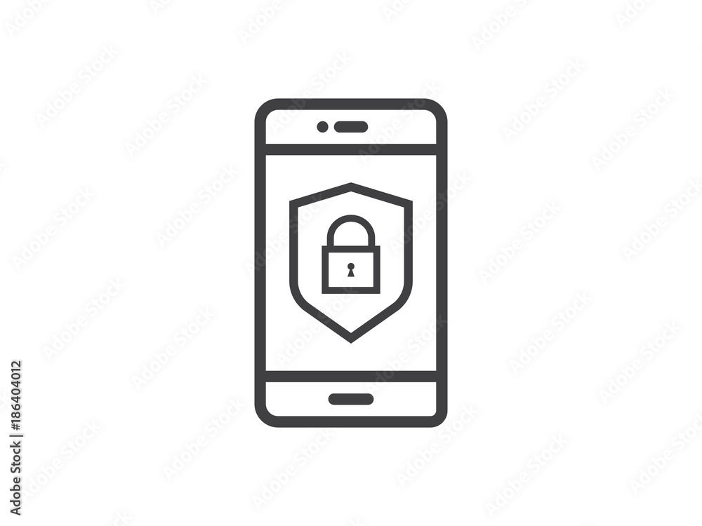 mobile phone shield line icon, Privacy Data protection and Internet VPN Security Concept vector mobile phone shield line icon, Privacy Data protection and Internet VPN Security Concept vector