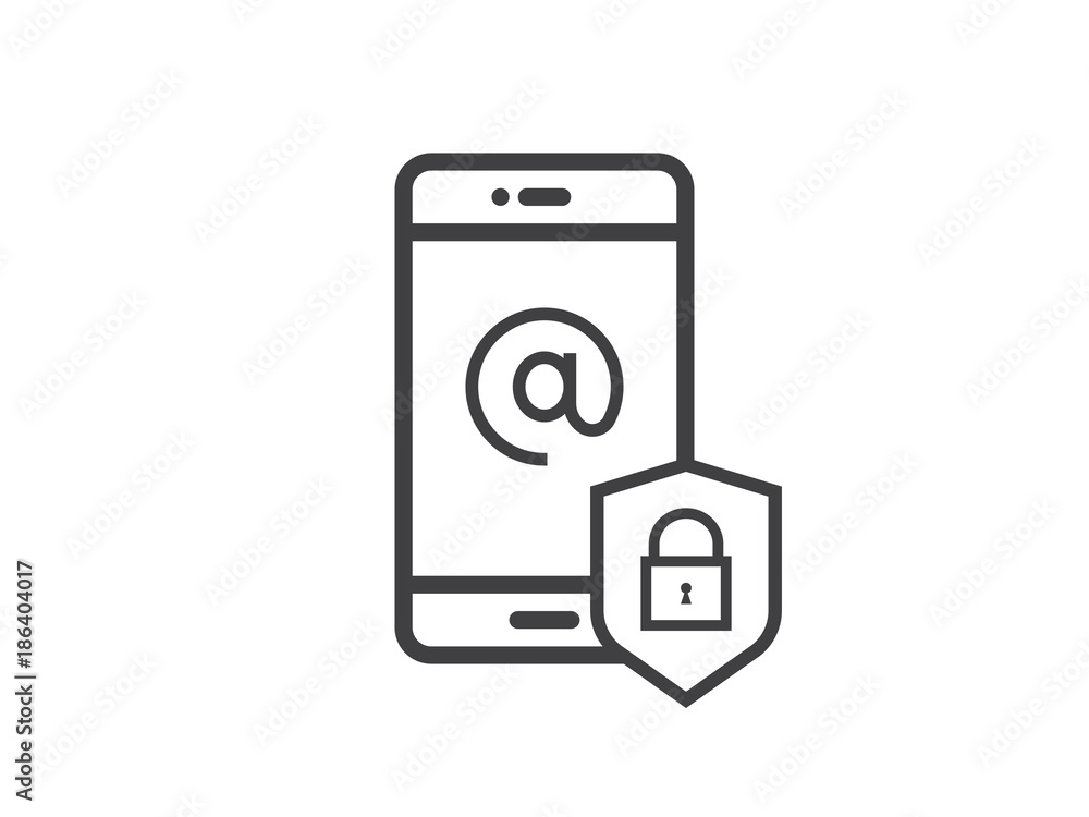 mobile phone shield line icon, Privacy Data protection and Internet VPN Security Concept vector mobile phone shield line icon, Privacy Data protection and Internet VPN Security Concept vector