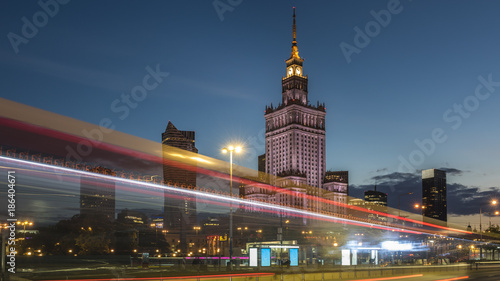 Night view of Warsaw center