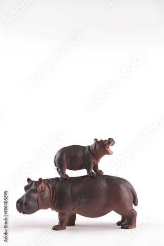 happy hippo mom and baby in pink and white for valentines day or other events. fiona