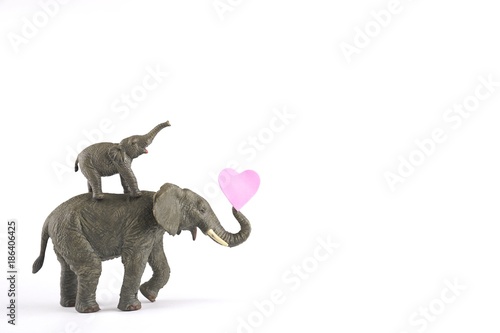 Happy elephants pink hearts or backgrounds for valentines day baby