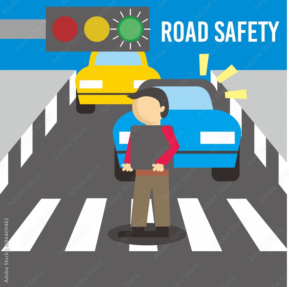 Road Safety Illustration Vector with character Road Safety Illustration Vector with character