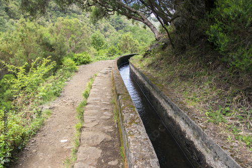 Levada das 25 fontes, touristic hiking trail, Rabacal, Madeira island, Portugal