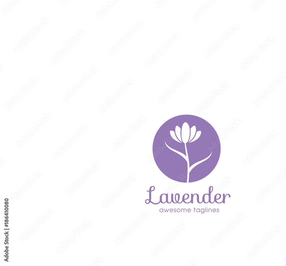lavender flower logo for beauty and cosmetic company , lavender flower Logo in trendy linear style