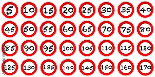 Logo panneau de signalisation routière, limitation de vitesse, danger et interdiction