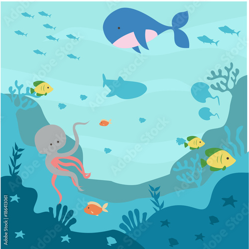 Fototapeta Naklejka Na Ścianę i Meble -  Under Water World Illustration