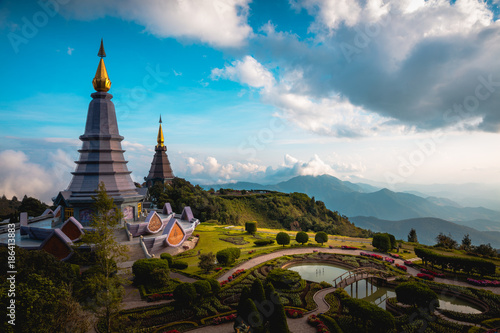 Duo pagoda  Noppha methanidon-noppha phon phum siri stupa  in an Inthanon mountain  Chiang Mai  Thailand
