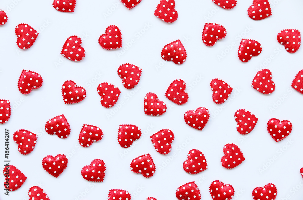Small Red Heart on White background,Top view,flat lay,Valentine's day romantic Small Red Heart on White background,Top view,flat lay,Valentine's day romantic