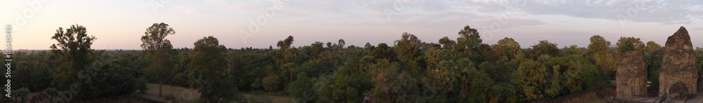 Siem Reap,Cambodia-December 22, 2017: Panoramic view from Pre Rup, a Hindu temple at Angkor, Cambodia,at sunset. Siem Reap,Cambodia-December 22, 2017: Panoramic view from Pre Rup, a Hindu temple at Angkor, Cambodia,at sunset.