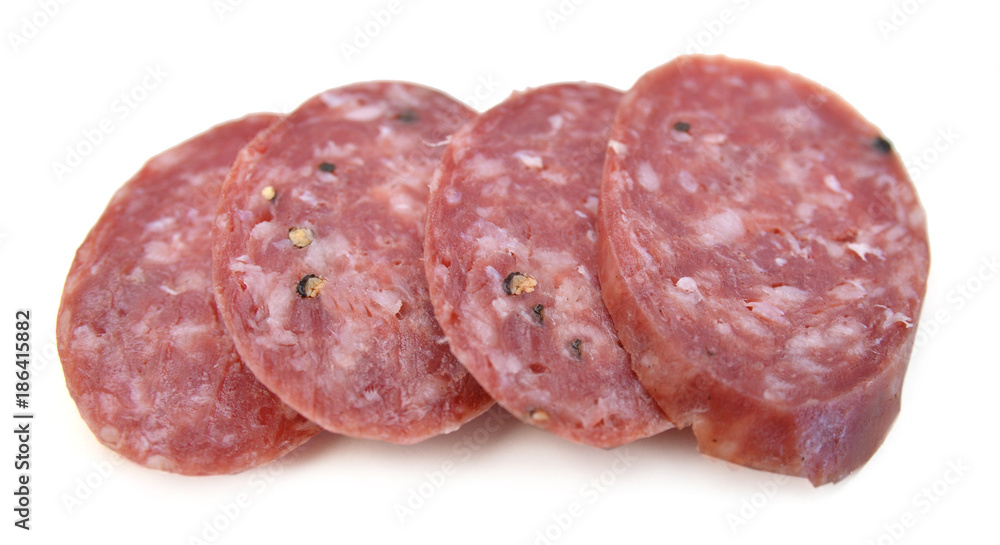 Smoked sausage isolated on white background Smoked sausage isolated on white background