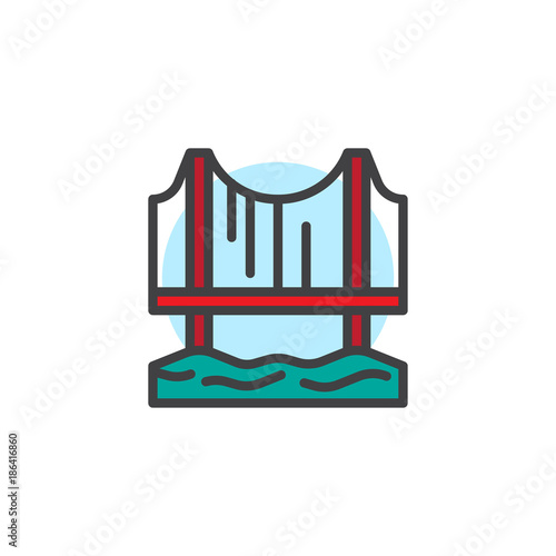 Bridge filled outline icon, line vector sign, linear colorful pictogram isolated on white. Symbol, logo illustration. Pixel perfect vector graphics