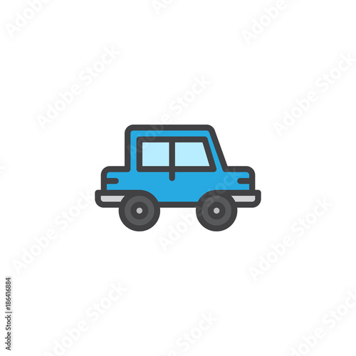 Car filled outline icon, line vector sign, linear colorful pictogram isolated on white. Transportation symbol, logo illustration. Pixel perfect vector graphics