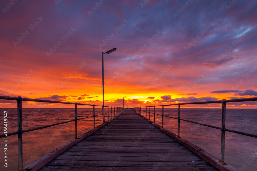 A very dramatic sunset over the Port Noarlunga Jetty
