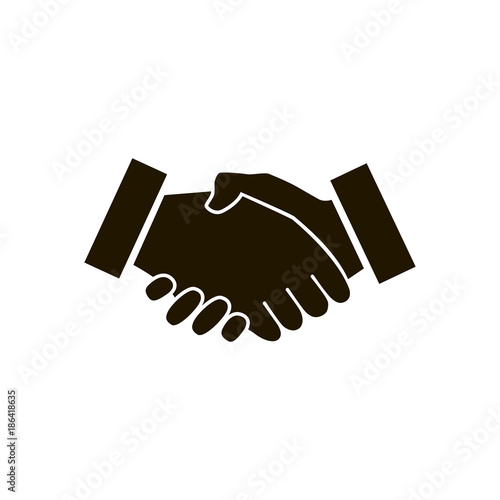 Business handshake / contract agreement flat icon for apps and websites. Two Shake Hands for Peace Illustration Logo Silhouette
