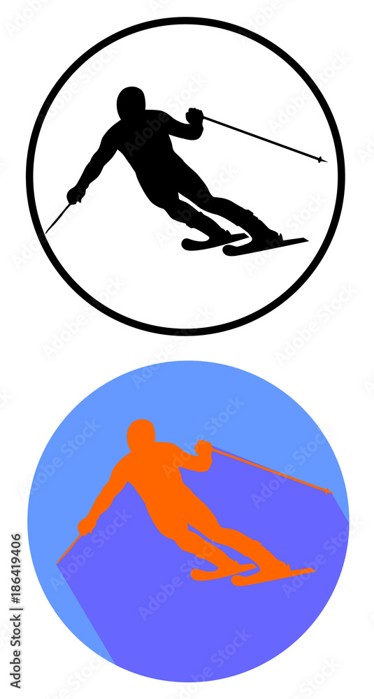 alpine skiing vector flat design icon vector eps 10