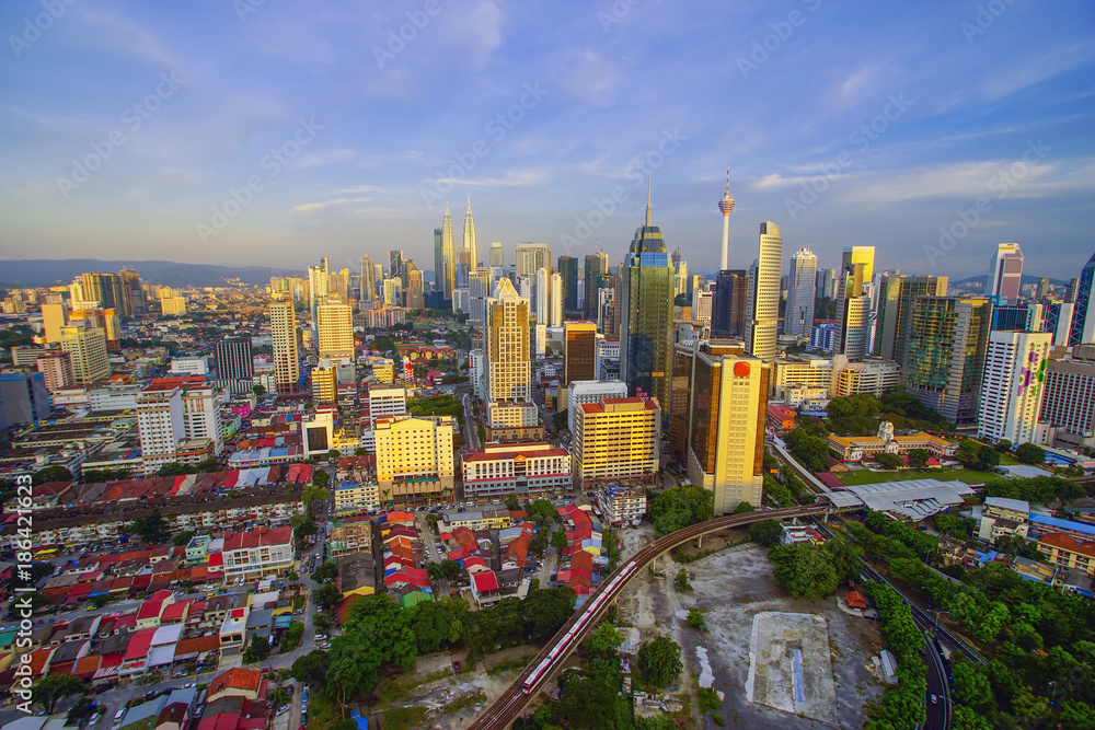 Naklejka premium Kuala Lumpur, Malaysia City Center skyline. Copyspace area.