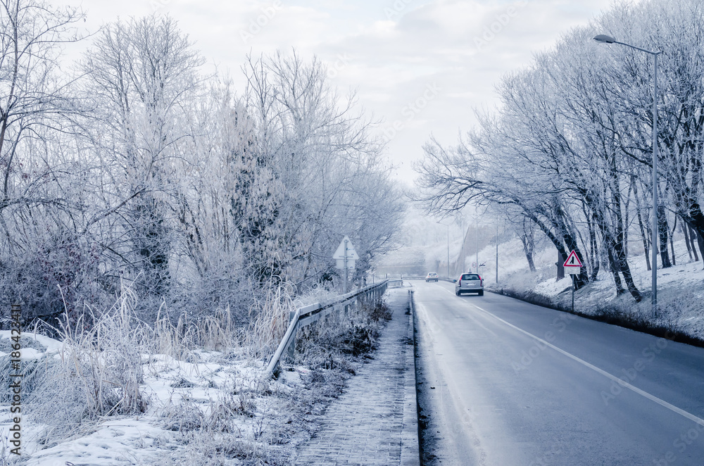 Obraz premium Access from the highway to the Petrovaradin fortress 
