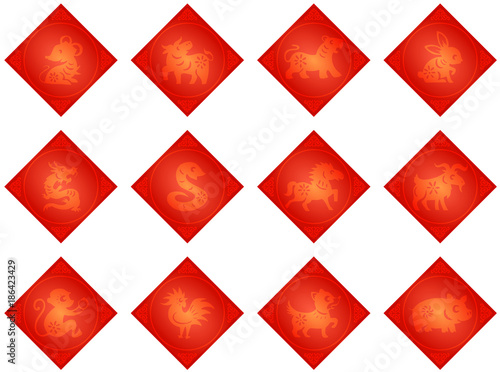 Chinese New Year Celebrating Symbol With 12 Chinese Zodiacs