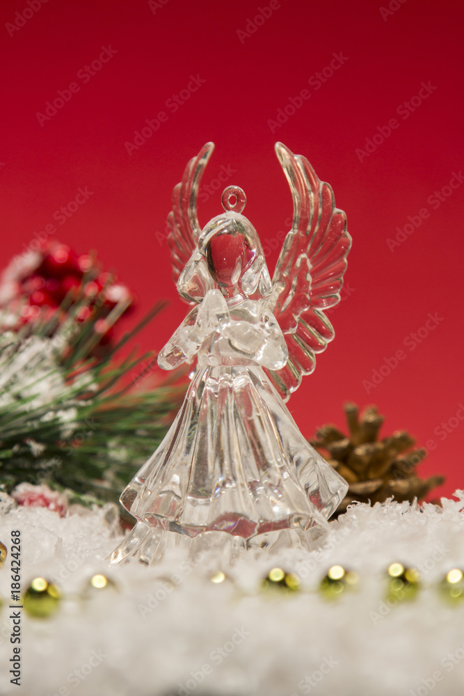 Fototapeta premium Christmas background, angel in snow