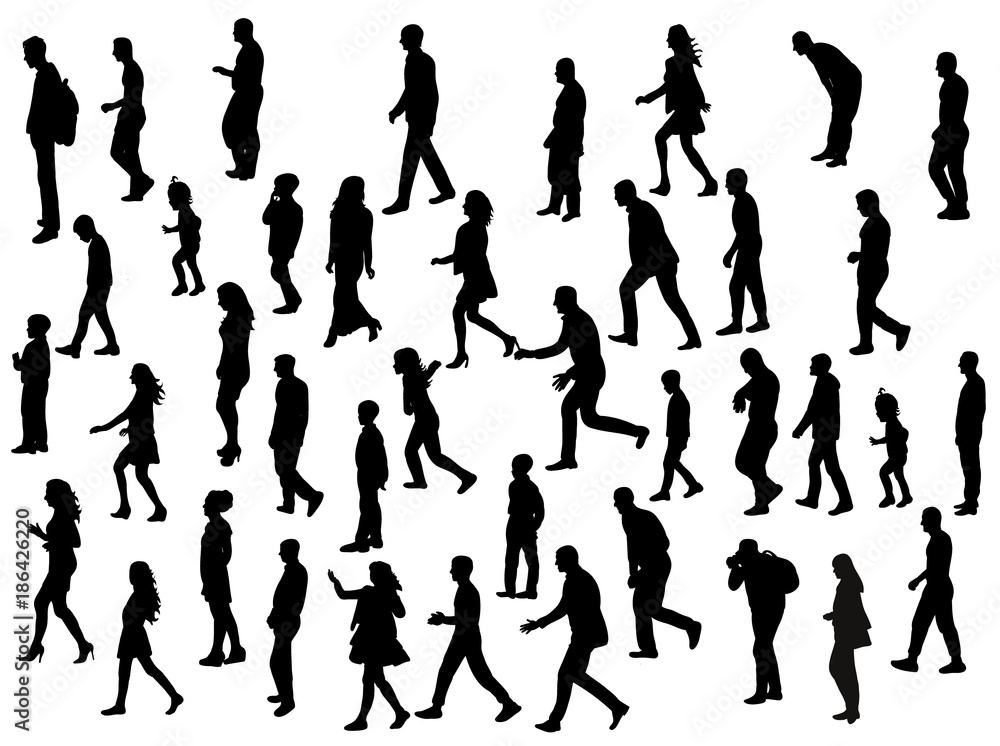 vector, isolated silhouette people go, collection vector, isolated silhouette people go, collection