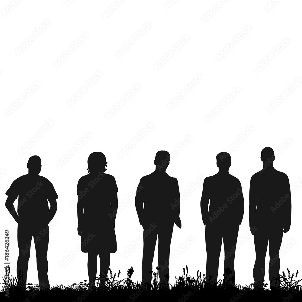 isolated silhouette people standing