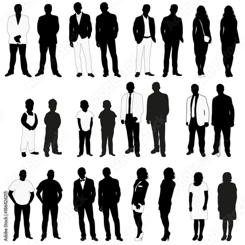 isolated silhouettes set people