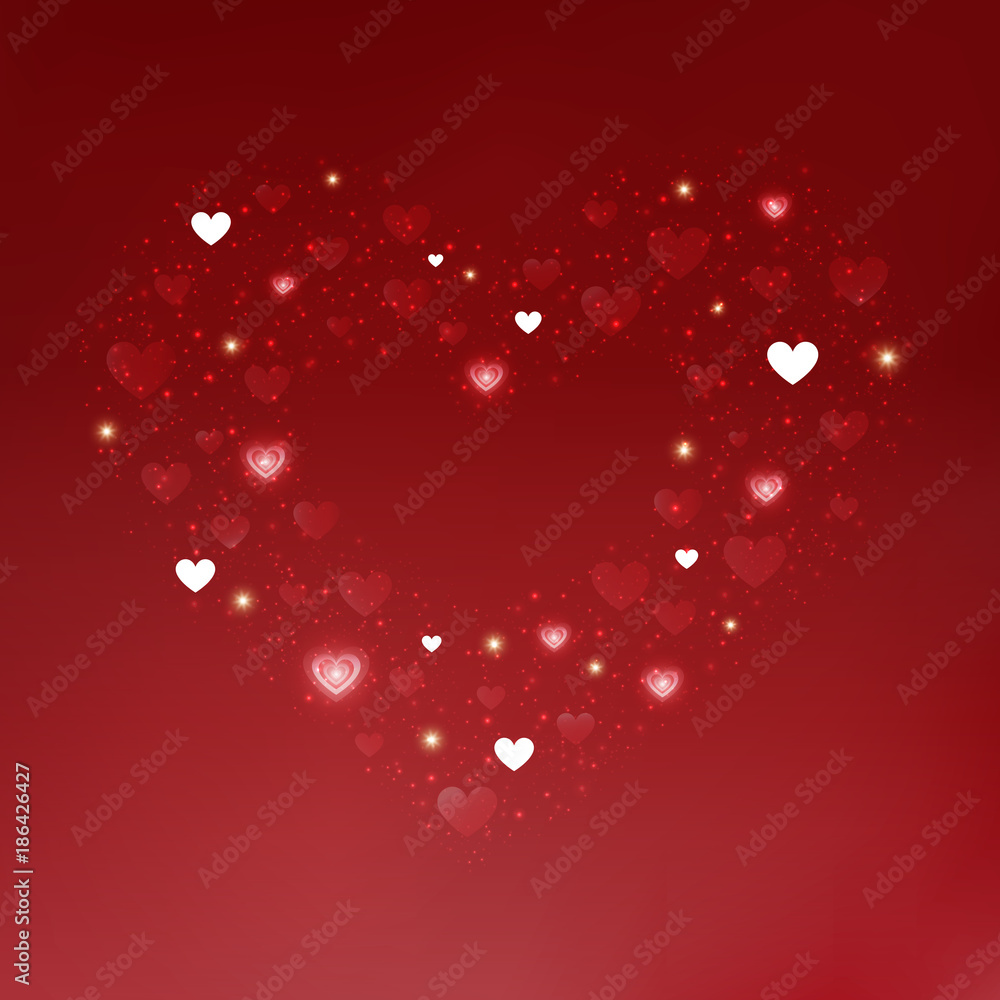Red and white hearts of Valentines Day in background, illustration vector eps10 Red and white hearts of Valentines Day in background, illustration vector eps10