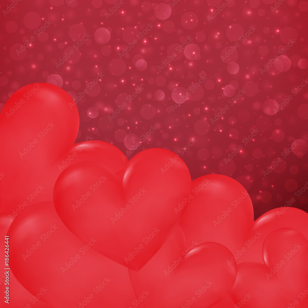 Close up hearts in Valentines day background, illustration vector eps10