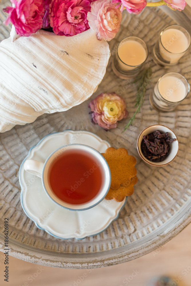 Carcade tea with cookies Carcade tea with cookies