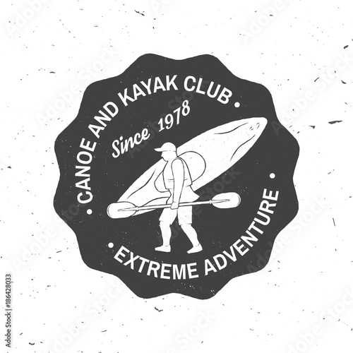 Canoe and kayak club badge. Vector illustration.