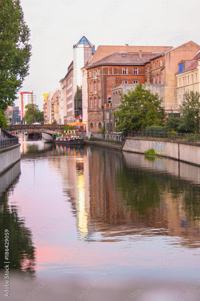 view of spree riverside at sunset