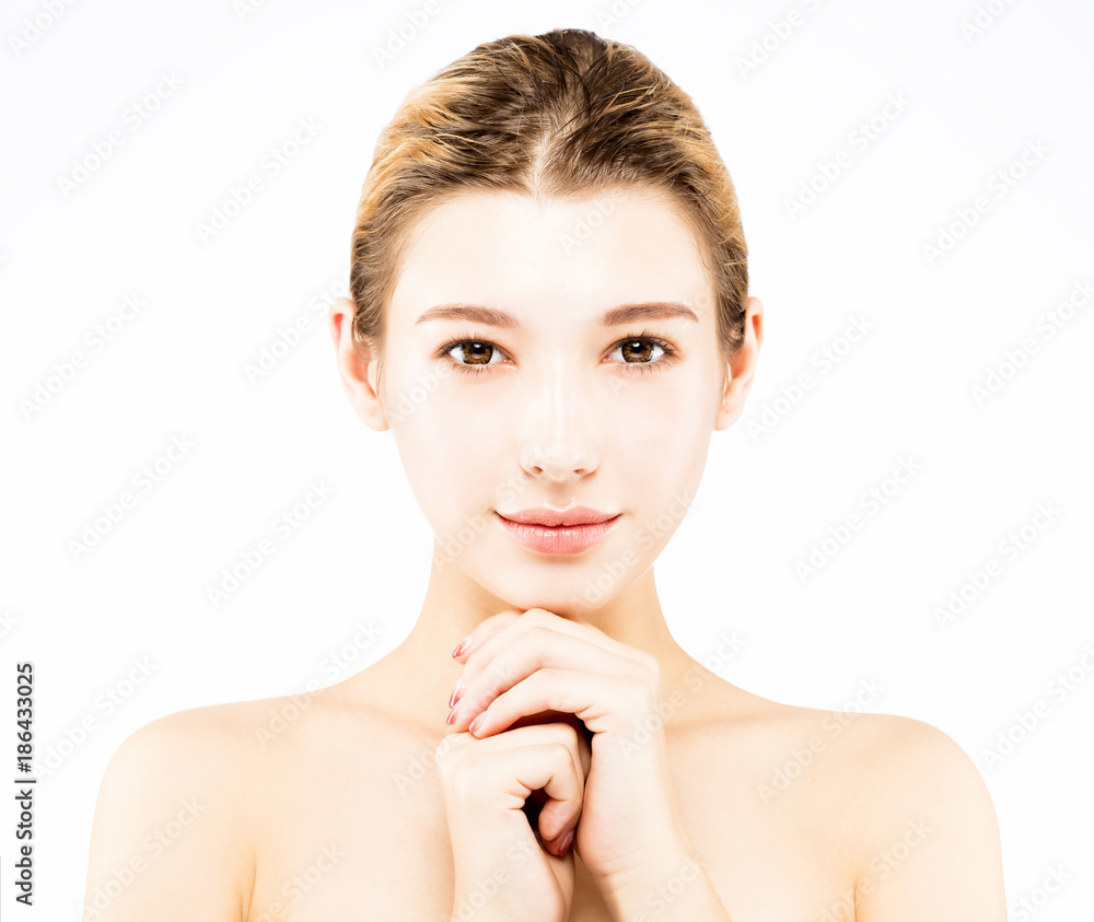 beautiful young woman with clean face beautiful young woman with clean face