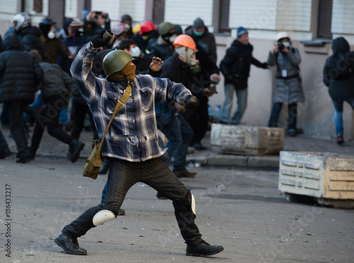 Street riots in Kiev photo