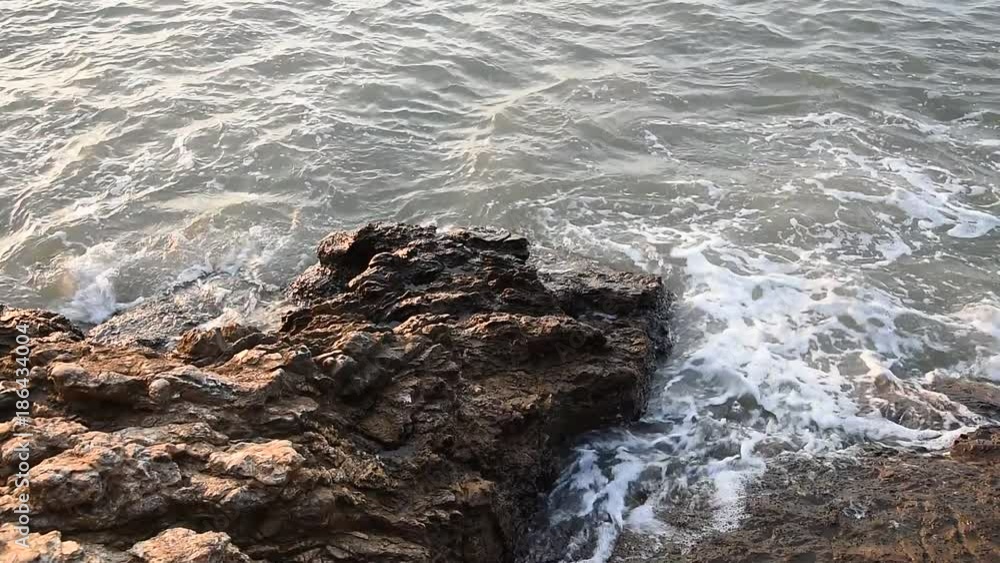 Nice sea surf splashing on rock, Handheld Nice sea surf splashing on rock, Handheld