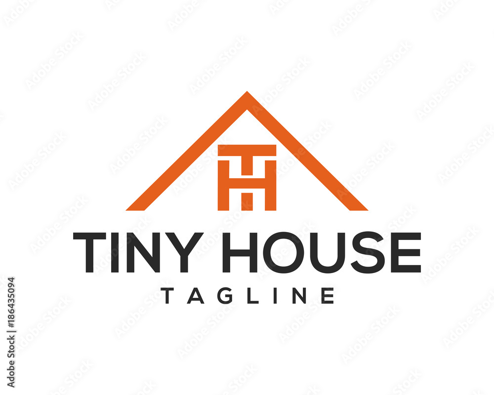 Roof House with Initial Letter TH or HT on the Window Company Logo Real Estate Roof House with Initial Letter TH or HT on the Window Company Logo Real Estate
