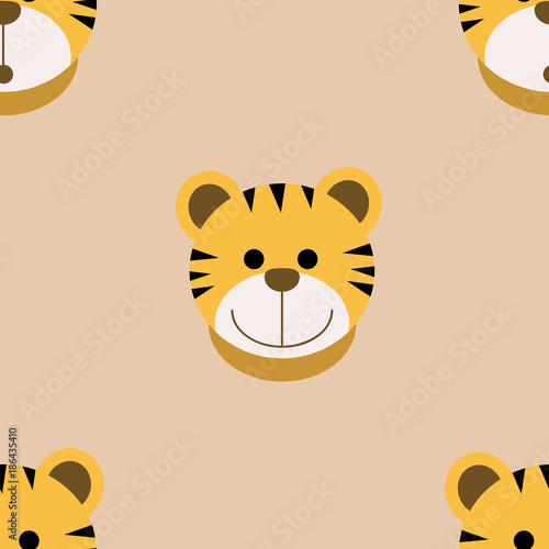 Fototapeta Naklejka Na Ścianę i Meble -   tiger cute seamless pattern background