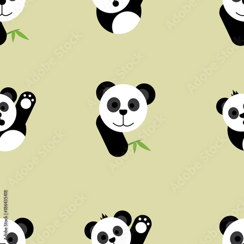 Fototapeta Naklejka Na Ścianę i Meble -  panda cute seamless pattern background