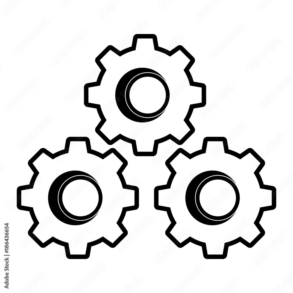 Gears machinery pieces cartoon