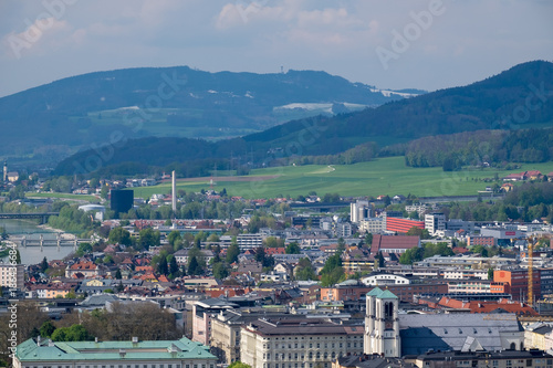 Sky view Salzburg city background mountain Alps © NIPATHORN