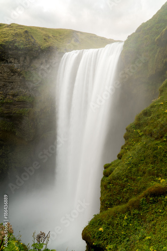 Long exposure of Skogafoss  one of the most powerful waterfall in Iceland