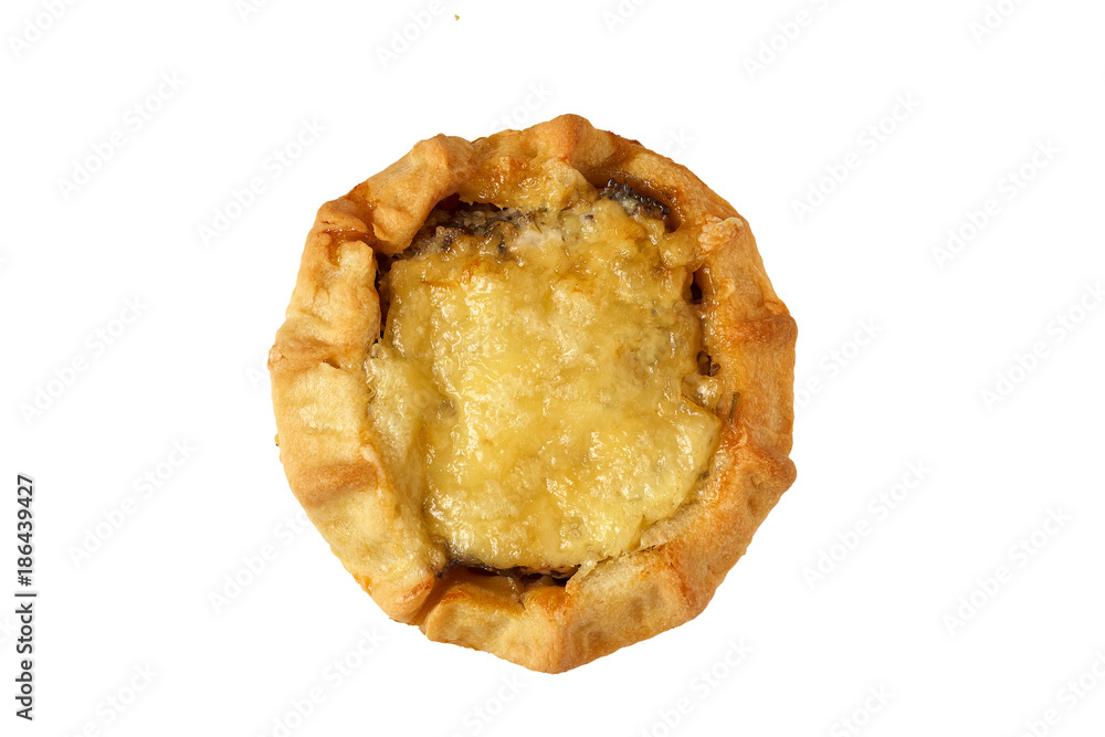 Baked bun on a white background close-up. Isolate. Baked bun on a white background close-up. Isolate.