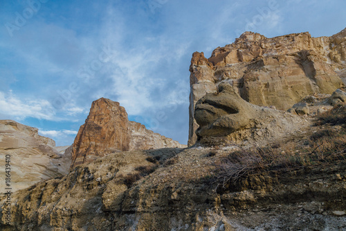 Beautiful mountain canyon in the desert. Boszhira in Ustyurt plateau, Kazakhstan