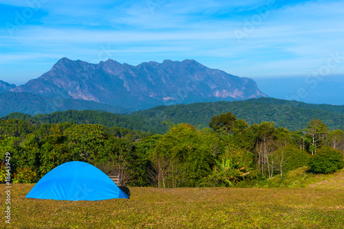 Beautiful campsite with Doi Luang Chiang Dao Mountain in Chiang Mai province Thailand. The second highest mountain in Northern Thailand